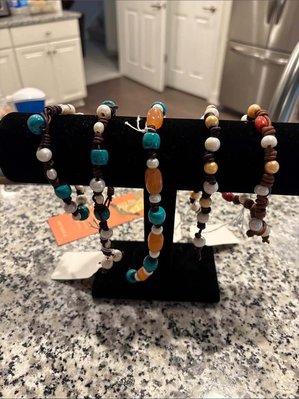 Hand made pearl and previous stone ANKLE BRACELETS